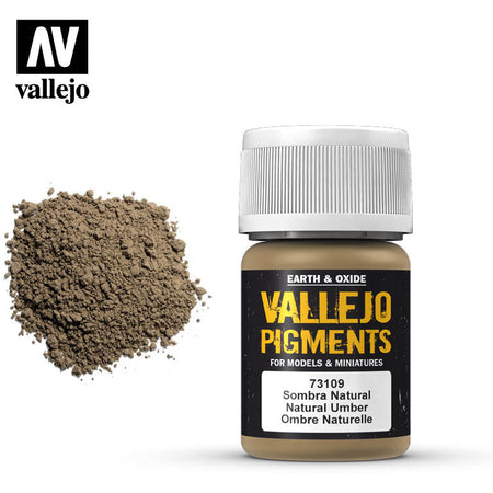 Vallejo Pigment Natural Umber 73109 in 35 ml bottles