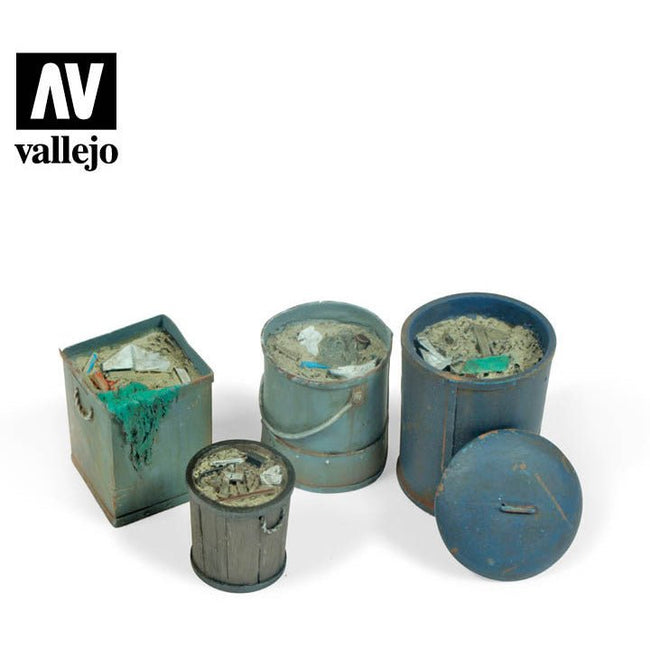 Vallejo Scenics - Assorted Garbage Bins (no. 2) - Vallejo - ModelCars.com
