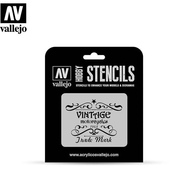 Vallejo Stencils - Vintage Motorcycles Sign - Vallejo - ModelCars.com