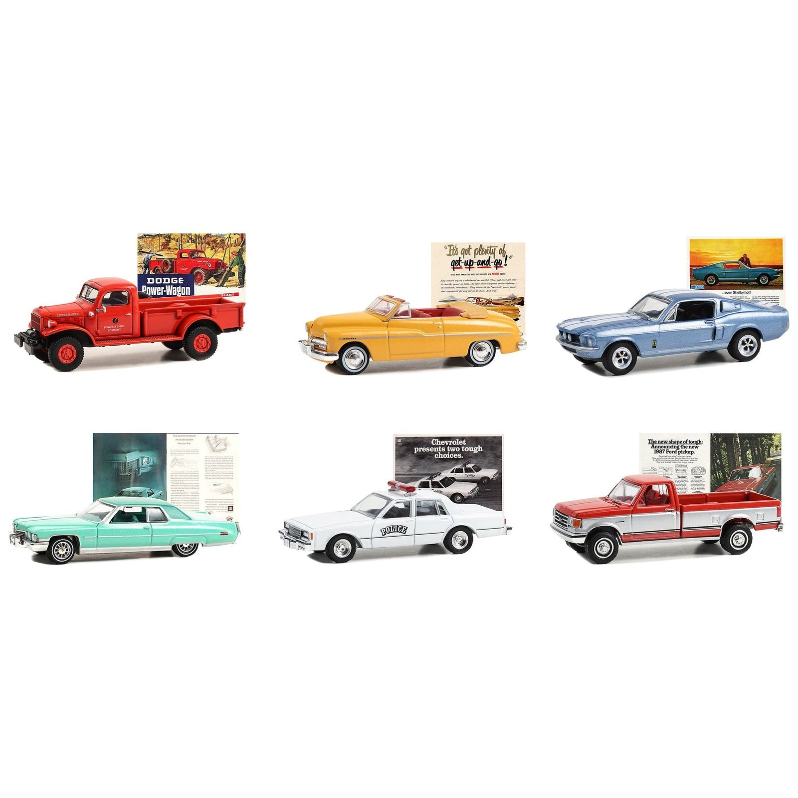 "Vintage Ad Cars" Set of 6 pieces Series 9 1/64 Diecast Model Cars by Greenlight - Greenlight - ModelCars.com