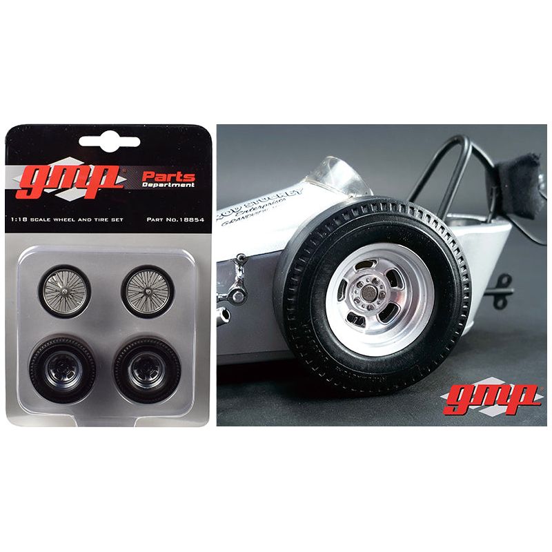 Vintage Dragster Wheels and Tires Set of 4 from "The Chizler V" Vintage Dragster 1/18 Model by GMP-GMP-ModelCars.com