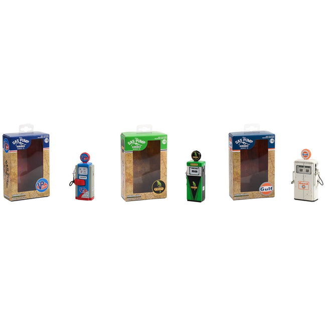 "Vintage Gas Pump" Set of 3 Pumps Series 13 1/18 Diecast Models by Greenlight-Greenlight-ModelCars.com