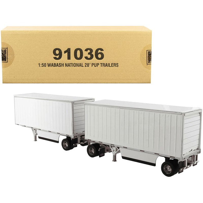 Wabash National 28' Double Pup Trailers White "Transport Series" 1/50 Diecast Model by Diecast Masters-Diecast Masters-ModelCars.com