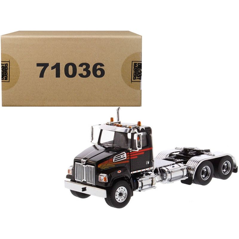 Western Star 4700 SF Tandem Day Cab Tractor Metallic Black 1/50 Diecast Model by Diecast Masters-Diecast Masters-ModelCars.com