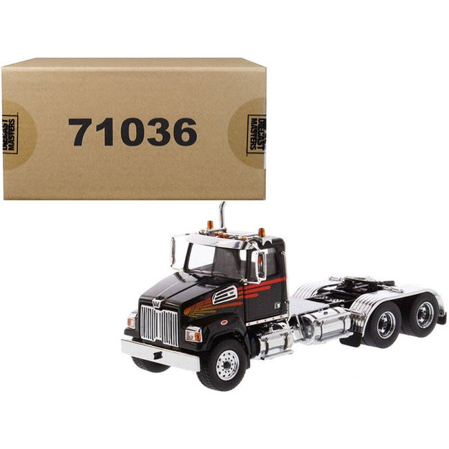 Western Star 4700 SF Tandem Day Cab Tractor Metallic Black 1/50 Diecast Model by Diecast Masters-Diecast Masters-ModelCars.com