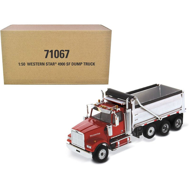 Western Star 4900 SF Dump Truck Red and Silver 1/50 Diecast Model by Diecast Masters - Diecast Masters - ModelCars.com