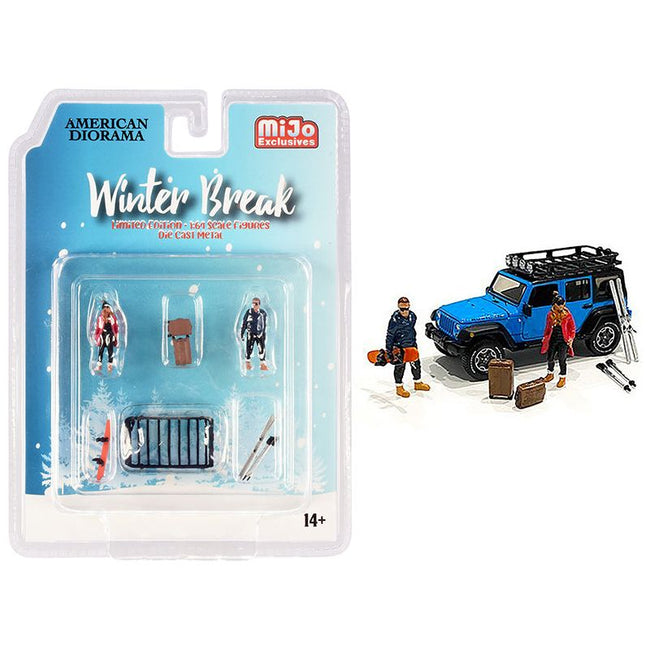 "Winter Break" Diecast Set of 6 pieces (2 Figurines and 4 Accessories) for 1/64 Scale Models by American Diorama-American Diorama-ModelCars.com
