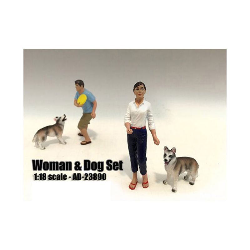Woman and Dog 2 Piece Figure Set For 1:18 Scale Models by American Diorama - American Diorama - ModelCars.com