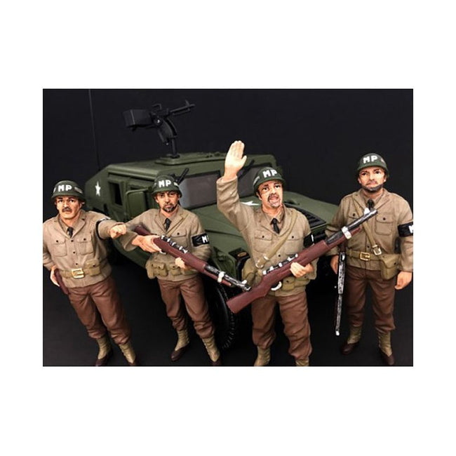 WWII Military Police 4 Piece Figure Set For 1:18 Scale Models by American Diorama - American Diorama - ModelCars.com