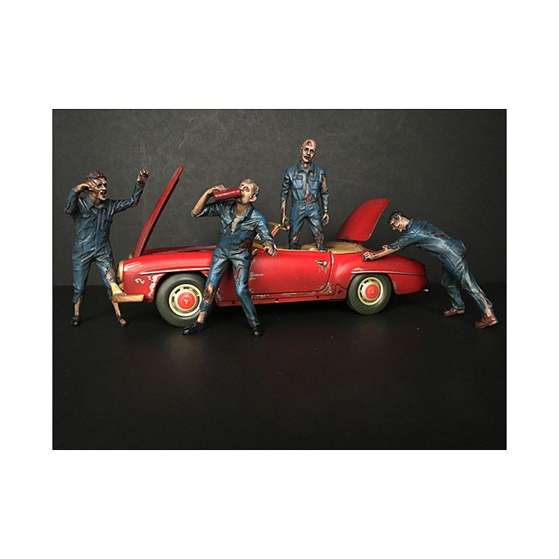 Zombie Mechanics 4 Piece Figurine Set "Got Zombies??" for 1/18 Scale Models by American Diorama - American Diorama - ModelCars.com