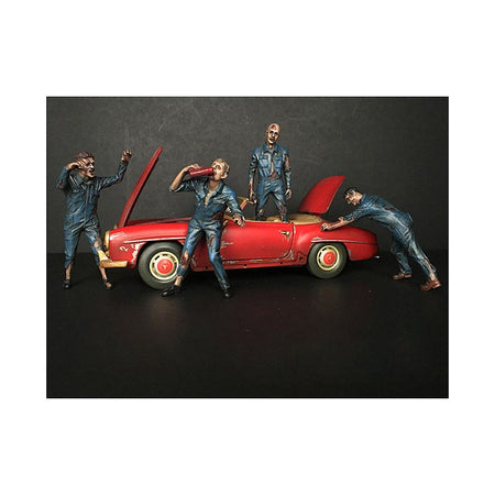 Zombie Mechanics 4 Piece Figurine Set "Got Zombies??" for 1/24 Scale Models by American Diorama - American Diorama - ModelCars.com