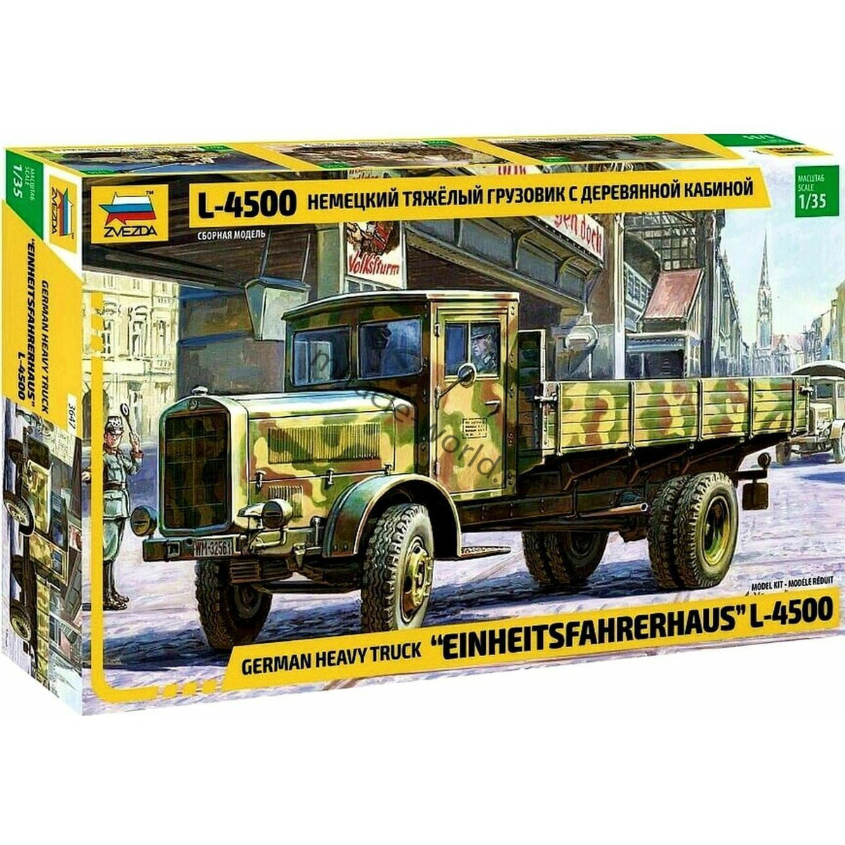Zvezda 1/35 Scale German Heavy Truck "Einheitsfahrerhaus" L-4500-Zvezda-ModelCars.com